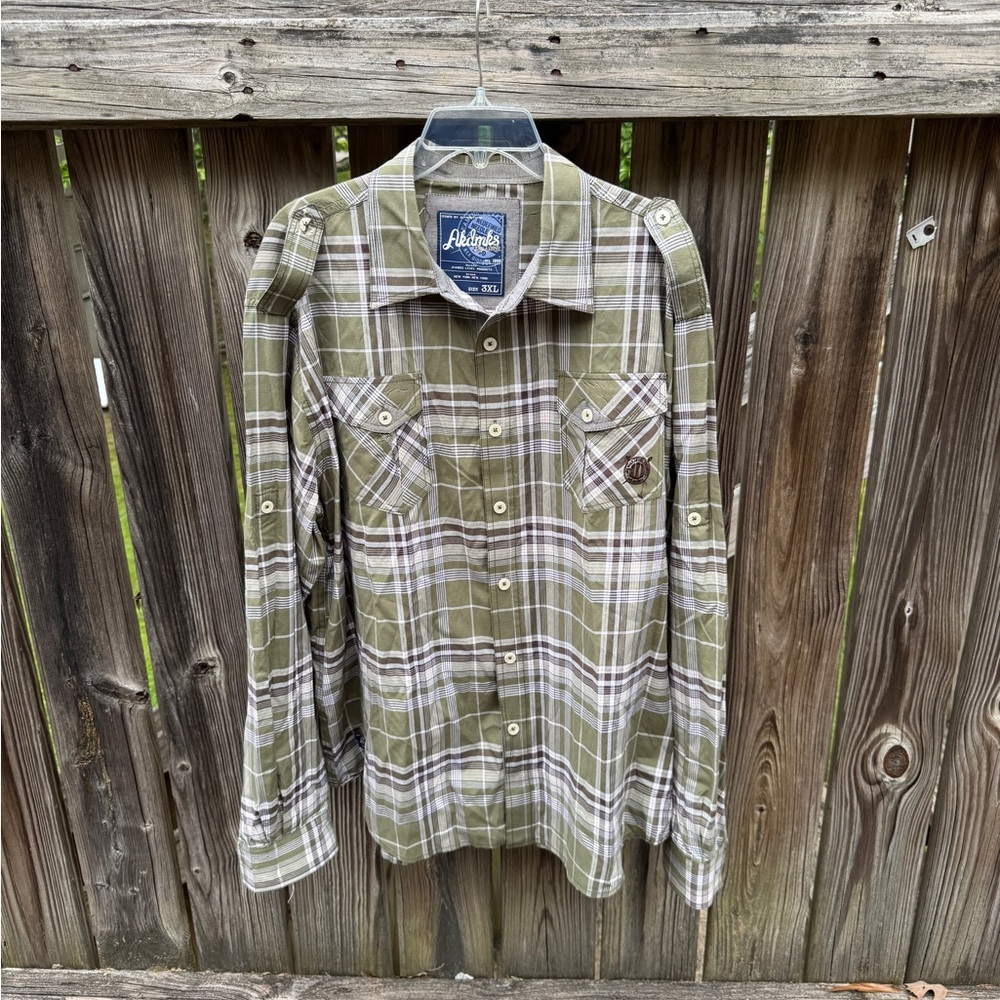 Plaid Green Casual Button Down Shirt